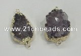 NGC196 20*28mm - 25*30mm freeform druzy amethyst connectors