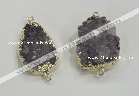 NGC196 20*28mm - 25*30mm freeform druzy amethyst connectors