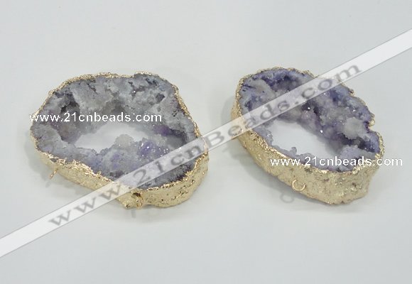 NGC201 50*60mm - 55*75mm freeform druzy agate connectors