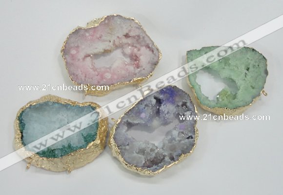 NGC205 50*60mm - 55*75mm freeform druzy agate connectors