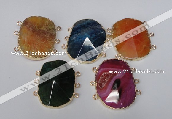 NGC209 30*40mm freeform agate gemstone connectors wholesale