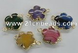 NGC218 24mm - 25mm flower agate gemstone connectors wholesale