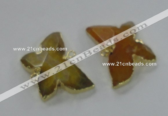 NGC252 22*30mm carved butterfly agate connectors wholesale