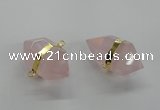 NGC260 18*30mm - 20*35mm faceted nuggets rose quartz connectors