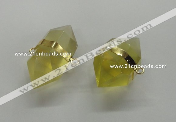 NGC261 18*30mm - 20*35mm faceted nuggets lemon quartz connectors