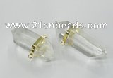 NGC266 15*45mm - 18*50mm faceted nuggets white crystal connectors