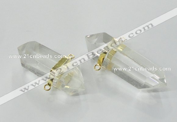 NGC266 15*45mm - 18*50mm faceted nuggets white crystal connectors