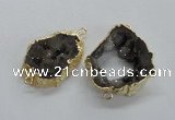 NGC272 30*35mm - 35*40mm freeform plated druzy agate connectors