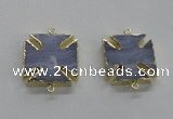 NGC275 26*26mm - 28*28mm blue lace agate gemstone connectors