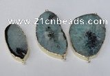 NGC283 22*45mm - 40*55mm freeform druzy agate connectors