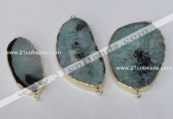 NGC283 22*45mm - 40*55mm freeform druzy agate connectors