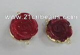 NGC288 23*25mm - 26*28mm carved flower agate gemstone connectors