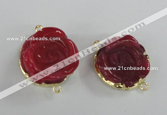 NGC288 23*25mm - 26*28mm carved flower agate gemstone connectors