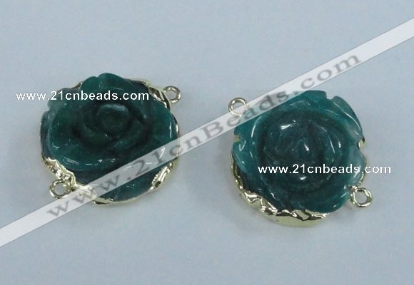 NGC291 23*25mm - 26*28mm carved flower agate gemstone connectors