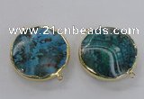 NGC299 35mm flat round agate gemstone connectors wholesale