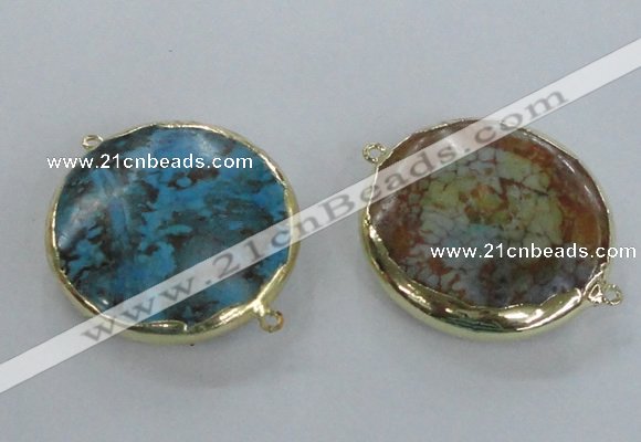 NGC300 35mm flat round agate gemstone connectors wholesale