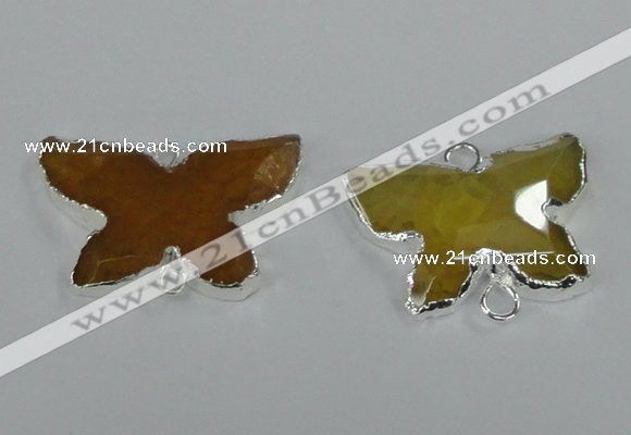 NGC308 22*30mm carved butterfly agate gemstone connectors