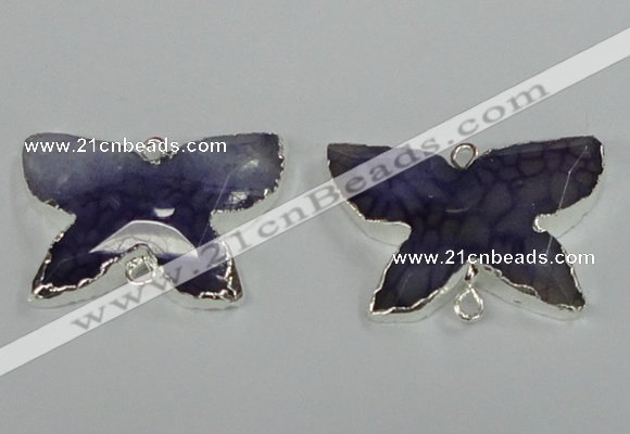 NGC310 22*30mm carved butterfly agate gemstone connectors