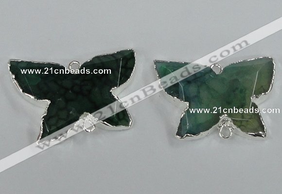 NGC311 22*30mm carved butterfly agate gemstone connectors