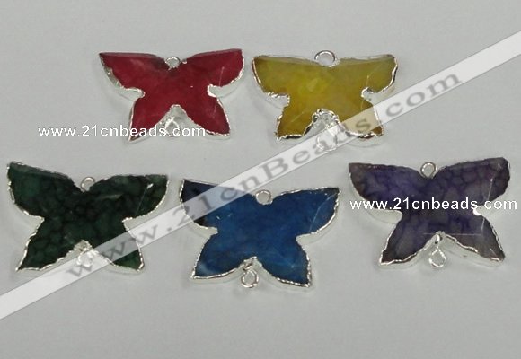 NGC312 22*30mm carved butterfly agate gemstone connectors