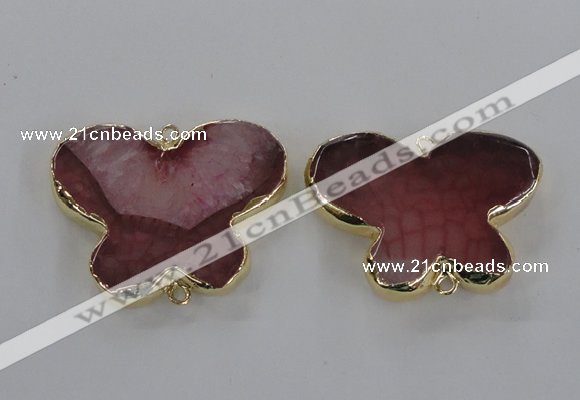 NGC317 30*38mm butterfly agate gemstone connectors wholesale