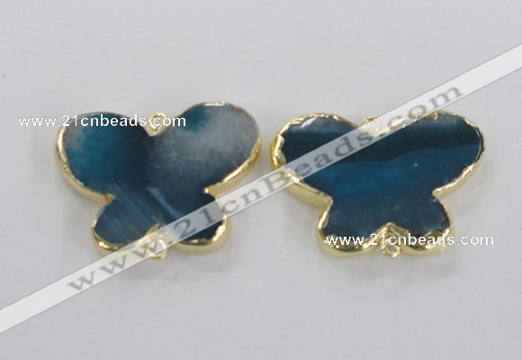 NGC319 30*38mm butterfly agate gemstone connectors wholesale