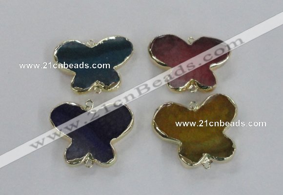 NGC320 30*38mm butterfly agate gemstone connectors wholesale