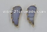 NGC322 16*35mm - 18*38mm wing-shaped agate gemstone connectors