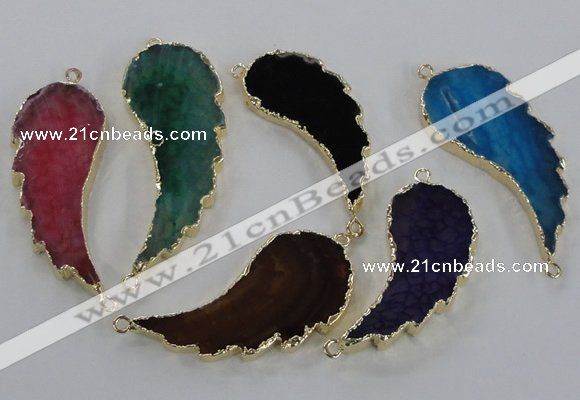 NGC324 18*40mm - 22*55mm wing-shaped agate gemstone connectors