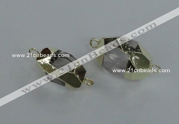 NGC337 15*20mm - 18*25mm faceted nuggets white crystal connectors