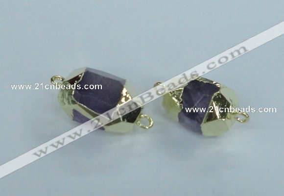 NGC340 15*20mm - 18*25mm faceted nuggets amethyst connectors