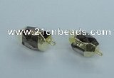 NGC341 15*20mm - 18*25mm faceted nuggets smoky quartz connectors