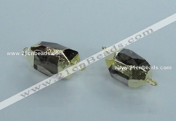 NGC341 15*20mm - 18*25mm faceted nuggets smoky quartz connectors