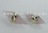 NGC347 18*30mm - 15*45mm faceted bicone rose quartz connectors