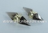 NGC348 18*30mm - 15*45mm faceted bicone smoky quartz connectors