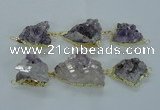 NGC375 20*25mm - 25*30mm freeform druzy amethyst connectors