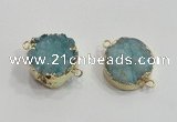 NGC378 20mm coin druzy agate gemstone connectors wholesale