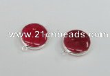 NGC382 18mm flat round agate gemstone connectors wholesale