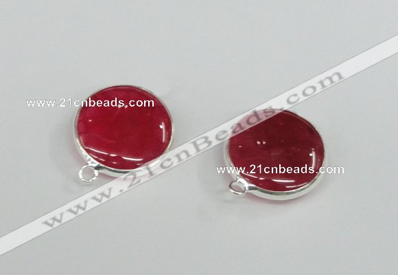 NGC382 18mm flat round agate gemstone connectors wholesale