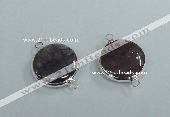 NGC385 18mm flat round agate gemstone connectors wholesale