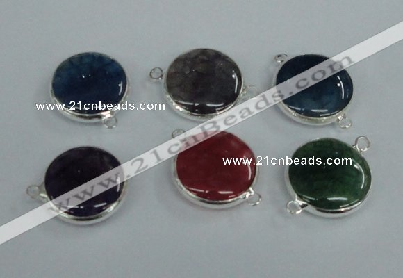 NGC389 18mm flat round agate gemstone connectors wholesale