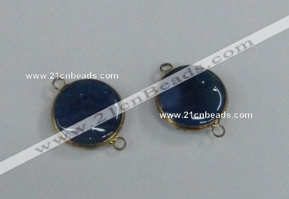 NGC398 18mm flat round agate gemstone connectors wholesale