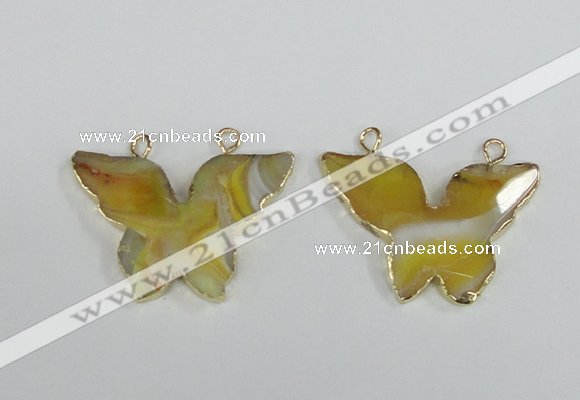 NGC406 30*40mm butterfly agate gemstone connectors wholesale