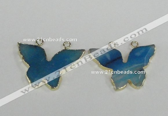 NGC409 30*40mm butterfly agate gemstone connectors wholesale