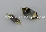 NGC414 10*25mm - 15*35mm faceted nuggets green phantom quartz connectors