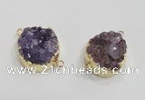 NGC419 20mm coin druzy amethyst gemstone connectors wholesale