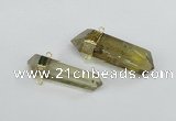 NGC422 12*45mm - 15*50mm faceted nuggets lemon quartz connectors