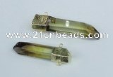 NGC443 13*50mm - 15*65mm faceted nuggets lemon quartz connectors