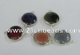 NGC453 20mm coin agate gemstone connectors wholesale