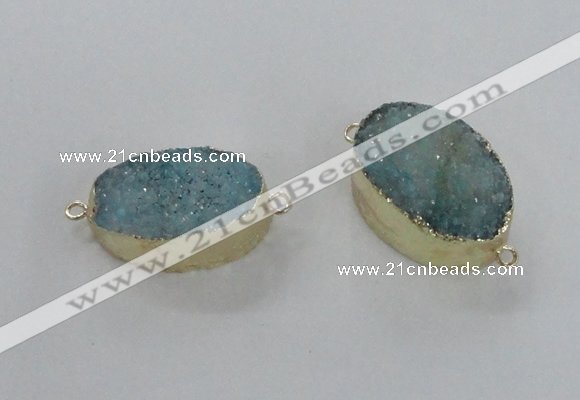 NGC474 20*30mm oval druzy agate gemstone connectors wholesale